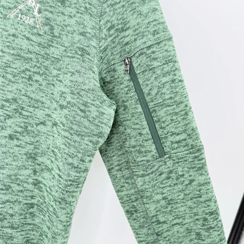 Lands' End Men's Green 1/4 Zip Fleece Pullover Sz M Zipper Arm, Logo Branded SBL